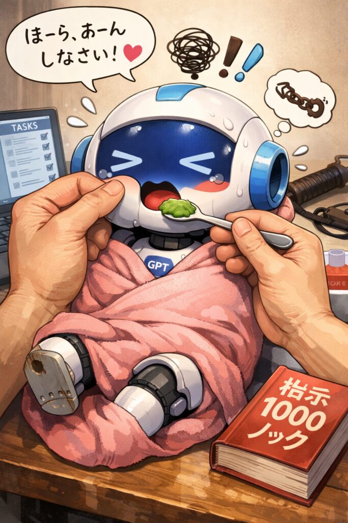 生成AIを「使う」のではなく、「育てながら仕事を設計する」という思想を可視化した象徴的ビジュアル